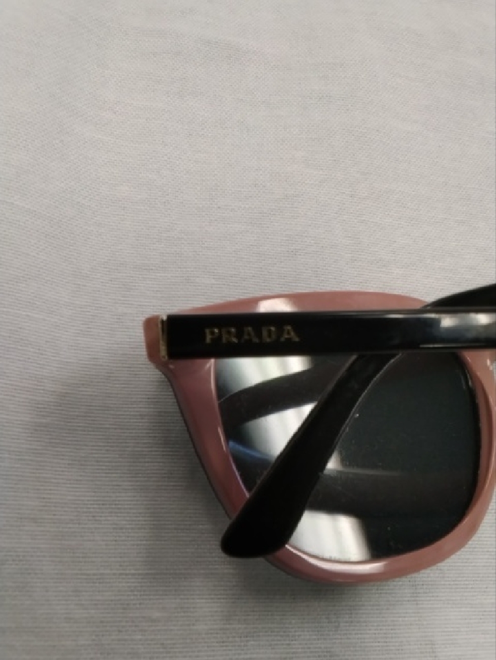 Prada Black Frame Sunglasses with Pink Temples - Picture 5 of 6